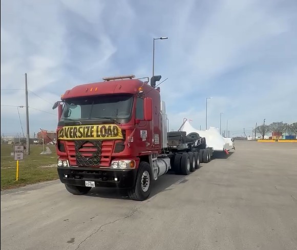 Heavy haul truck transporting oversized equipment